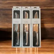 Smeg knives set Of 3 (Bread Knife Chef's Knife And Santkou Knife) FAST SHIPPING