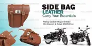 Leather "Side Bag With Push Lock Fit For Royal Enfield Classic & Bullet 350/500" (for: Royal Enfield)