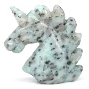 2" Unicorn Figurines Lotus Jasper Crystal Healing Natural Stone Hand Carving