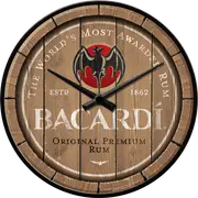Bacardi Wood Barrel Retro Wall Clock Man Cave