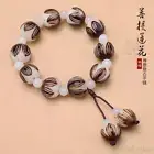 Tibetan Buddha Bodhi Root Lotus Carved Bead Bracelet White Bead Prayer Bracelet