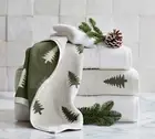 Pottery Barn Pine Tree Reversible Jacquard Bath Towel-Sealed/NIP