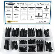 BUSY-CORNER 121PCS 14 Sizes Automotive Vacuum Connector Assortment Kit: Nylon, Black, Straight, Tee, Reducer Connectors, 121 Pcs in 1 PP Box