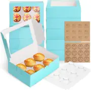 10 Pack 6 Holes Cupcake Boxes with Window Cake Cookie Bakery Boxes Muffin Donut