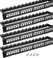 uxcell 4Pcs 1U Blank Key Stone Network 24-Port Patch Panel, 19inch Rack & Wall Mountable Patch Bay with Network Module for Servers Network, Multi Terminal Services,Cable Management