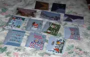 12 Merry Christmas Happy Holidays Greeting Cards Snowmen Peace Joy Country Scene