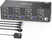 3 Monitors 3 Computers Triple Monitor KVM Switch 3 Port, 2 Displayport 1.4 8K@30Hz/4K@144Hz and HDMI 2.1 8K@60Hz/4K@120Hz USB 3.0 KVM Switch for 3 Computers Share 3 Monitors and 4 USB 3.0 Hubs
