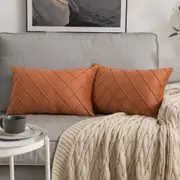 Velvet Throw Pillow Square Soft Couch Pillows Set of 2 (Inserts + Pillow Covers,Orange Yellow)