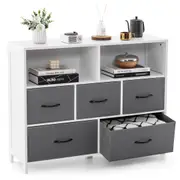 Giantex Chest of Drawers 5 Drawers Tallboy Dresser TV Stand Unit Storage Cabinet Living Room Bedroom