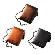 Fashionable PU Wallet with Chain and Zipper Blocking Coin Purse for Security