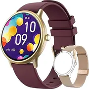 [ZONEY] Smartwatch Women Men with Bluetooth Call,1.43 Inch AMOLED HD Screen IP68 Fitness Activity Tracker Watch with Blood Pressure/Heart Rate/Blood Oxygen/Sleep Monitor 100+ Sports Modes (Wine Purple)