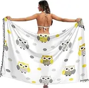 [RPLIFE] Cute Cartoon Owls Yellow Swimsuit Sarong, Summer Long Plus Size Sarong, Large, Cute Cartoon Owls Yellow, Medium