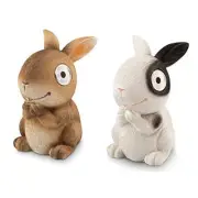 Solar Garden Bunny Decorations (Set of) | Rabbit Outdoor Yard 2 Grey & White