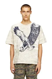 [Diesel] Diesel - Camo T-shirt with eagle print - T-Shirts - Man - Beige L Beige