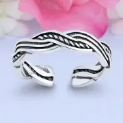 4mm Braid Band 925 Sterling Silver Toe Ring Thin Adjustable Toe Ring