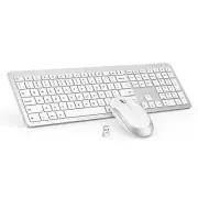 Full Size Slim Thin Wireless Keyboard and Mouse Combo with Numeric Keypad wit...