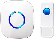 Wireless Doorbell, 300 m Range, Waterproof Front Door Bell Kit with Plug-in Receiver and Transmitter, 52 Melodies Doorbell with LED Flash, Waterproof, Model C (White)