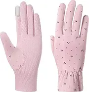 [SUJAYU] Full Finger Gloves Women, Thin Cotton Hiking Gloves Cycling Gloves Bike Accessories, Breathable Touchscreen UPF Glove Sun Protection Glove for Women