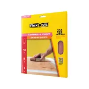Flexovit 230x280mm 120 Grit Timber and Paint Sanding Sheets 5pk