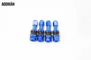 4 New Aodhan V1 Aluminum Tubeless Bolt on Blue Valve Stems w/Dust Cap