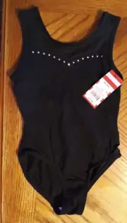 Cat & Jack Size XS (4/5) Black Body Suit Bling on Front Netting on top Cute Cute