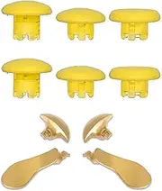 Thumbsticks Paddles Trigger Buttons Replacement for PS5 Edge Controller - Thumb Sticks Back Buttons Accessories for PS5 Edge Controller (10IN1-Yellow+Gold)