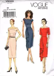 Vogue V9355 Misses 14 to 22 Fitted Off Shoulder Dresses Uncut Sewing Pattern