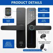 Smart Door Lock,Keyless Entry Door Lock with Handle with 5 Opening Methods Mobile Application