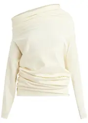 A.W.A.K.E Mode Asymmetric Draped Cotton top - Ivory - XS (UK6 / XS) XS (UK6 / XS)