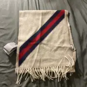 GUCCI 2023 570603 100% GG pattern web line fringe scarf light beige 37