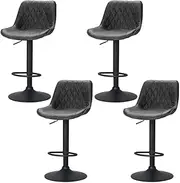 Artiss 4X Bar Stools Kitchen Counter Stool Gas Lift Vintage Leather Black