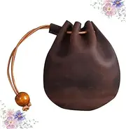 STOBOK Small Leather Pouch Bag Coin Purse Change Holder Key Bag Compact Storage for Daily Use