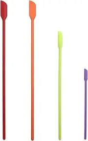 D.A. klosterman Mini Spatula Silicone Small for Makeup Spatula-Get Every- Last Drop Spatula from Skinny Openings-Thin Jar Spatula ，for Thin Jar/Kitchen Bottles/Cosmetic Bottles 4Pack (Multicolor)
