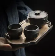 Vintage Ceramic Chinese Tea Set Teapot Tea Cup Tray Bamboo Tongs Drink Tea Ware