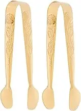 HAKIDZEL 2pcs Small Serving Tongs Elegant Stainless Steel Appetizer Tongs with Chic Pattern Design for Sugar Cubes Ice Desserts and Party Food Serving