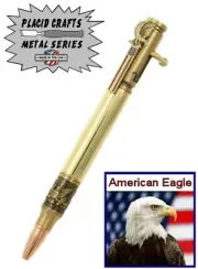 Bolt Action American Eagle Ballpoint in Antique Brass & Raw Brass Body / #377