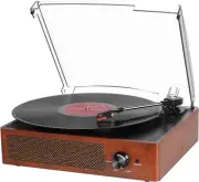 Bluetooth Vinyl Record Player with USB, Speakers & 3-Speed Vintage Design