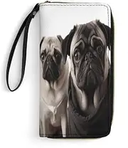 [BFGWK] Large Wallet Novelty Funny Animal Pug Dog Printing Long Wallet With Zipper Leather Wallet Suitable For Both Men And Women, style, 19.7x10.5cm, Style, 19.7x10.5cm, 现代