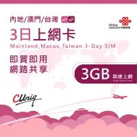 在飛比找momo購物網優惠-【中國聯通】中國 澳門 3日3G上網卡(大陸 內地 高速上網