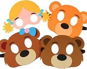 Goldilocks and the Three Bears Masks Costume, 4pcs Half Face Felt Masks for for Toddlers Kids Classroom Activities, Bedtime Storytelling, Costume Parties