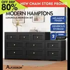 ALFORDSON 7 Chest of Drawers Bedside Table Hamptons Bedroom Storage Black