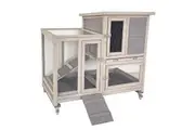 Flyline Bunny Terrace Rabbit Cage Hutch with Casters