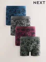 Green/Red/Blue Floral 4 pack Trunks Boxers (B44276) | $44