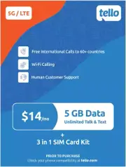 Mobile 5GB Data Plan - Unlimited Talk & Text - 3-In-1 SIM - 4G LTE/5G