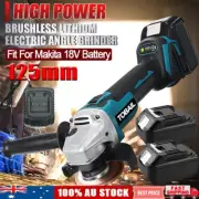 Brushless Cordless 125mm 5'' Angle Grinder Battery Charger Tool For Makita 18V