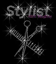 HAIR STYLIST LETTER RHINESTONE IRON ON TRANSFER HOTFIX