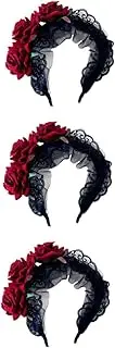[QWDSGFWS] 3pcs Halloween Costumes Halloween Clothes Halloween Costume Dress Tiara Halloween+Costumes Black Headband Gothic Headdress Gothic Hair Band Palace Headgear Accessories/1717