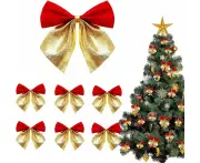 Christmas Gold Bow Christmas Bows Outdoor Small Christmas Glitter Bow Christmas Decorations With Bow Fabric Christmas Bow