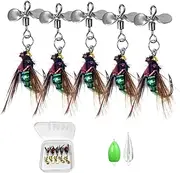 Fly for Fly Fishing - Realistic Bait, Durable Hook, Optimal Efficiency | Artificial Fly Assortment Kit with Reflective Sequins, Ideal Trout, Salmon, Predator Fishing with Fluffy Fishing Lures