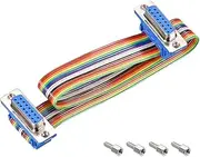 uxcell IDC Rainbow Wire Flat Ribbon Cable DB15 Female to DB15 Female Connector 2.54mm Pitch 11.8inch Length